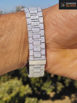 VVS Moissanite Bust Down Diamond Watch, Men's Wristwatch, Personalized Engraved Luxury Diamond Watch For Him, Hip Hop Charm Watch