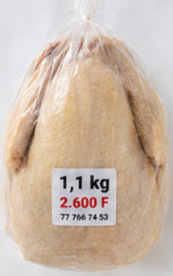 Poulet entier congelé 1,1 kg