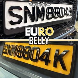 💎⚪️🟡 4D Crystal Euro Belly Reflective (White & Yellow) Car License Plates