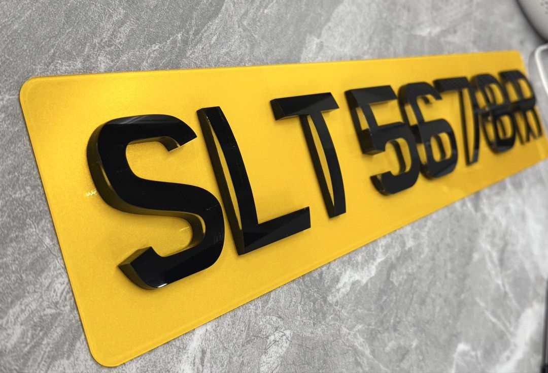 💎⚪️🟡 4D Crystal Euro Belly Reflective (White & Yellow) Car License Plates_6