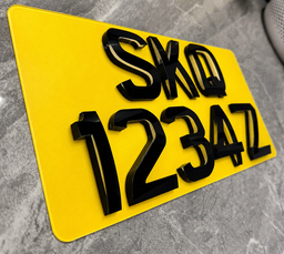 💎⚪️🟡 4D Crystal Euro Belly Reflective (White & Yellow) Car License Plates