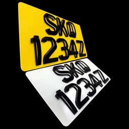 💎⚪️🟡 4D Crystal Euro Belly Reflective (White & Yellow) Car License Plates