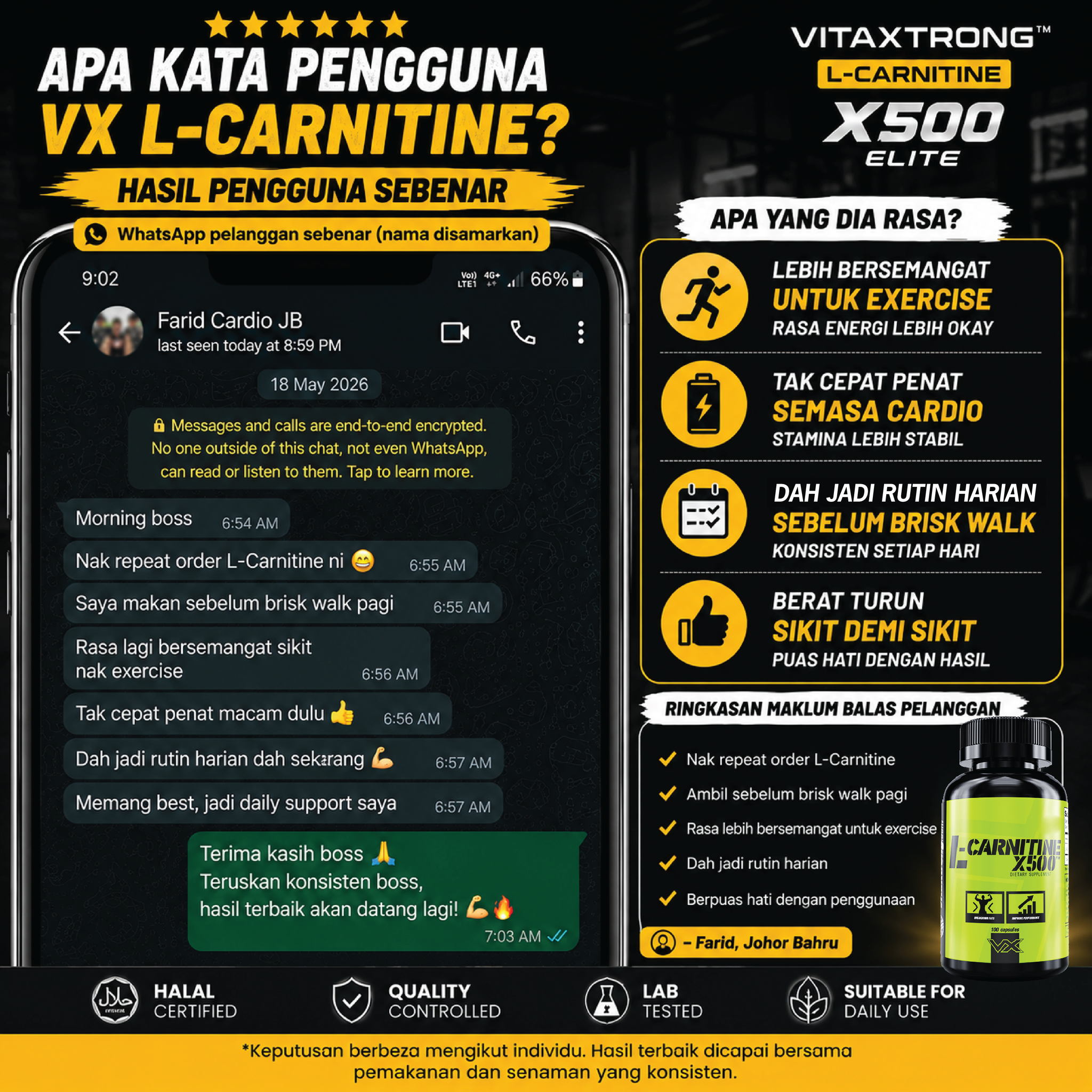 VITAXTRONG™ L-Carnitine X500 Elite | Fat Metabolism • Weight Management • Energy Support • Performance | Halal [VX]_8