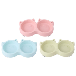 Pets Cat-Shaped Double Bowl Premium Quality | Price For 1 Box Only | 120 Pcs Per Box | CBM 0.12 Per Box