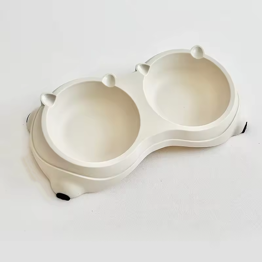 Pets Cat-Shaped Double Bowl Premium Quality | Price For 1 Box Only | 180 Pcs Per Box | CBM 0.07 Per Box