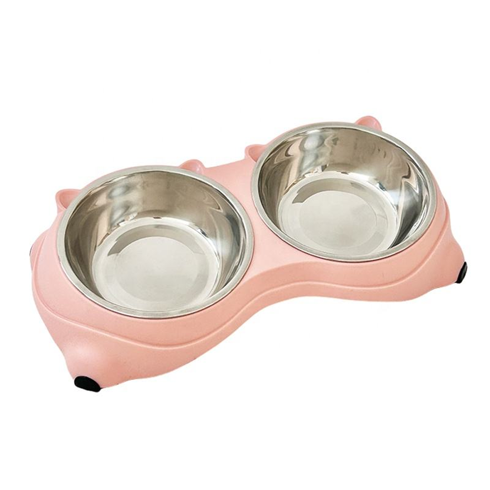 Pets Cat-Shaped Double Bowl Premium Quality | Price For 1 Box Only | 120 Pcs Per Box | CBM 0.07 Per Box