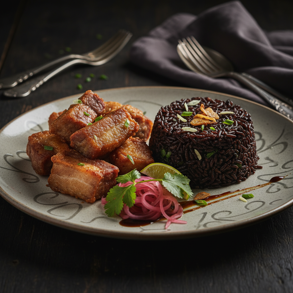 Riz djondjon - Porc frit - Pikliz
