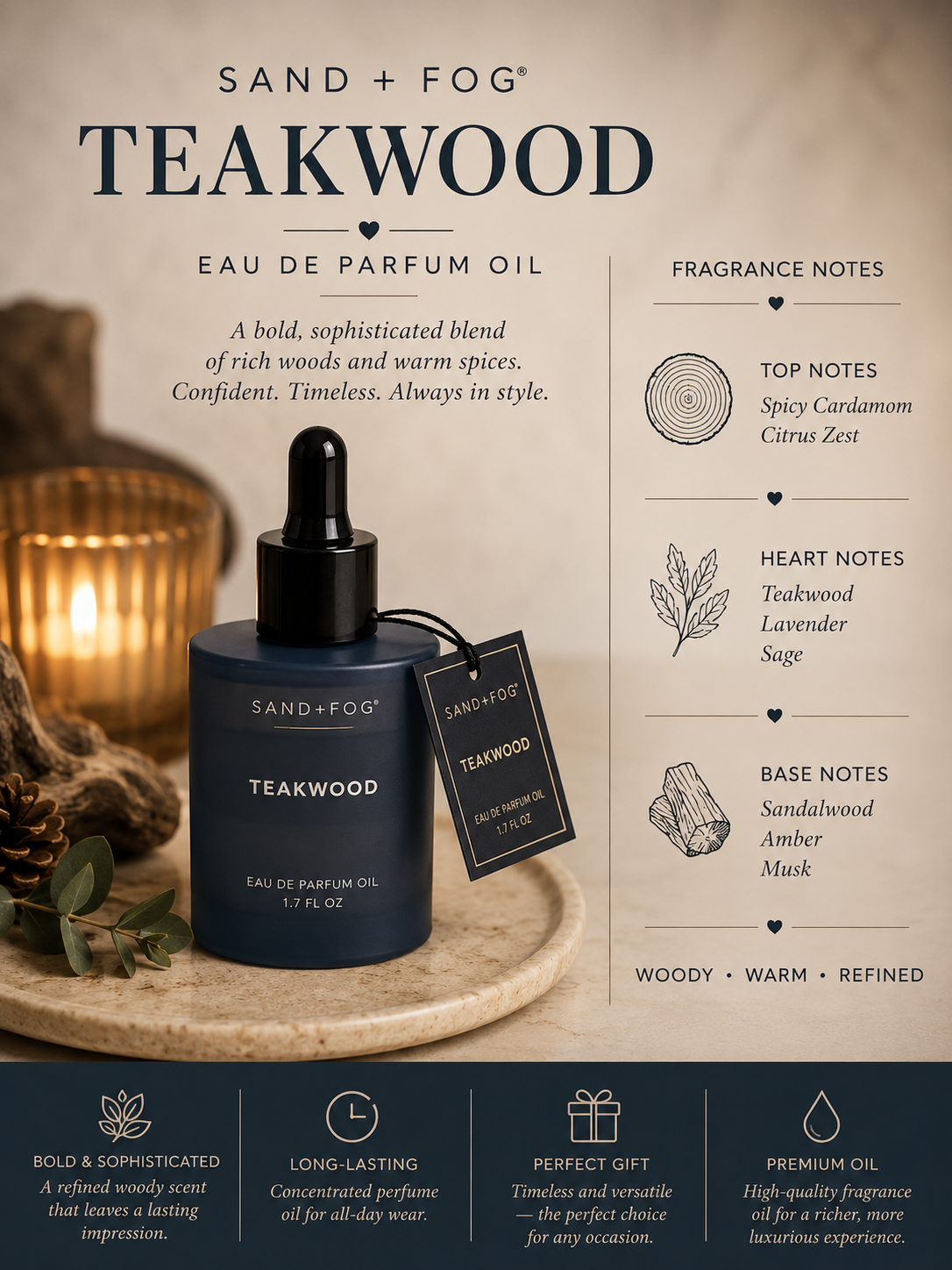 Teakwood sand and fog dropper for men _0