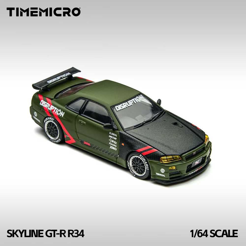 TIME MICRO MODEL 1/64 SKYLINE GTR (R34) Z-TUNE MATTE GREEN_5