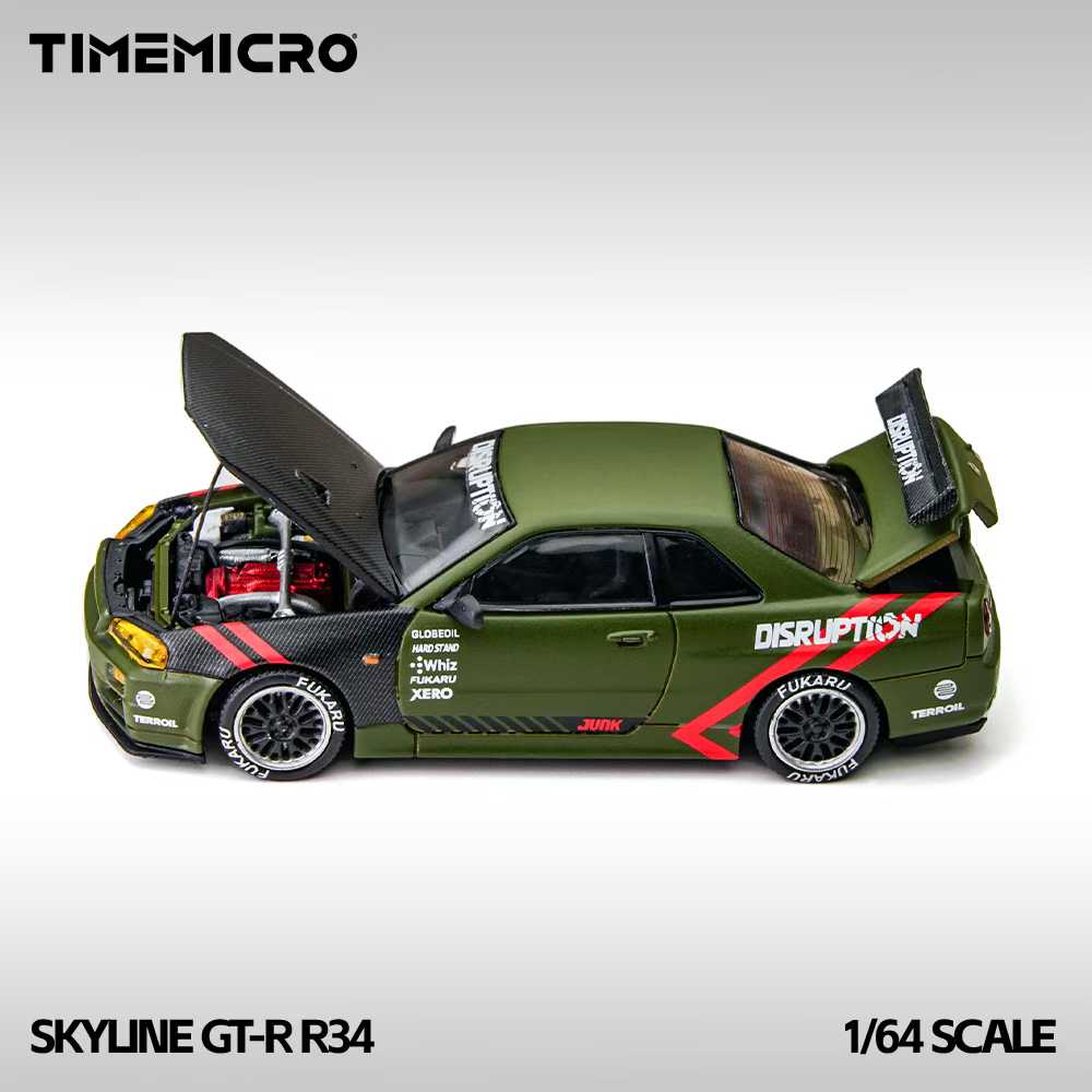 TIME MICRO MODEL 1/64 SKYLINE GTR (R34) Z-TUNE MATTE GREEN_4
