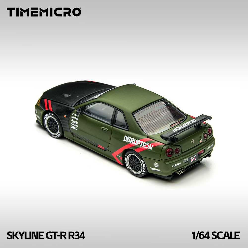 TIME MICRO MODEL 1/64 SKYLINE GTR (R34) Z-TUNE MATTE GREEN_2