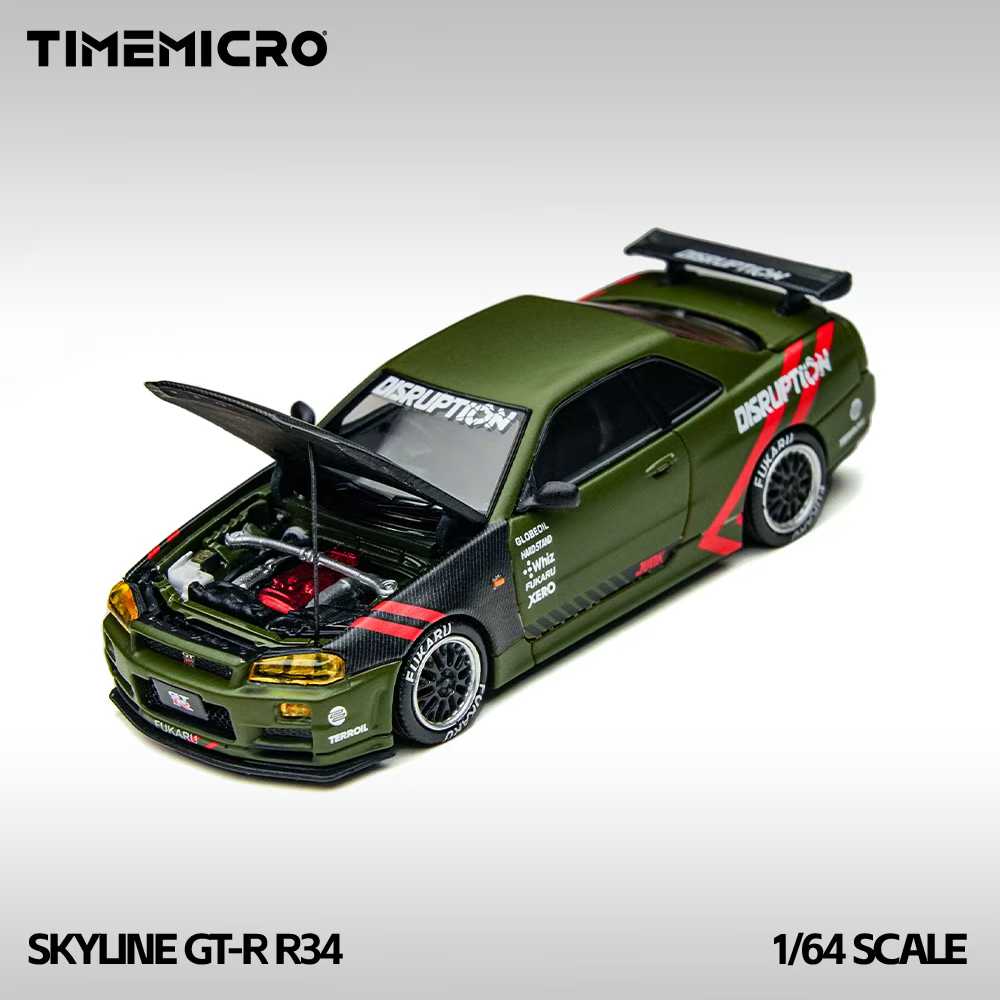 TIME MICRO MODEL 1/64 SKYLINE GTR (R34) Z-TUNE MATTE GREEN_1