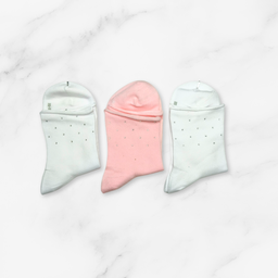 [10102] - 5 Pairs Women’s Cotton Blend Crew Socks – Breathable Stripes/Plain & Everyday Comfort 