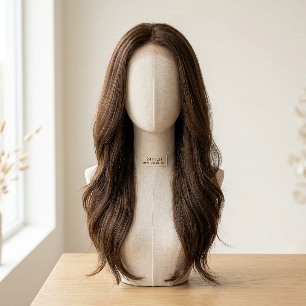 24" Raw Hair Brown Wig_0