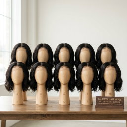 10 wigs, raw hair 10", wig closure 2X6
