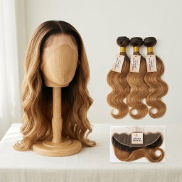 30" unique color wig, 3 bundles matching HD 13x4 frontal