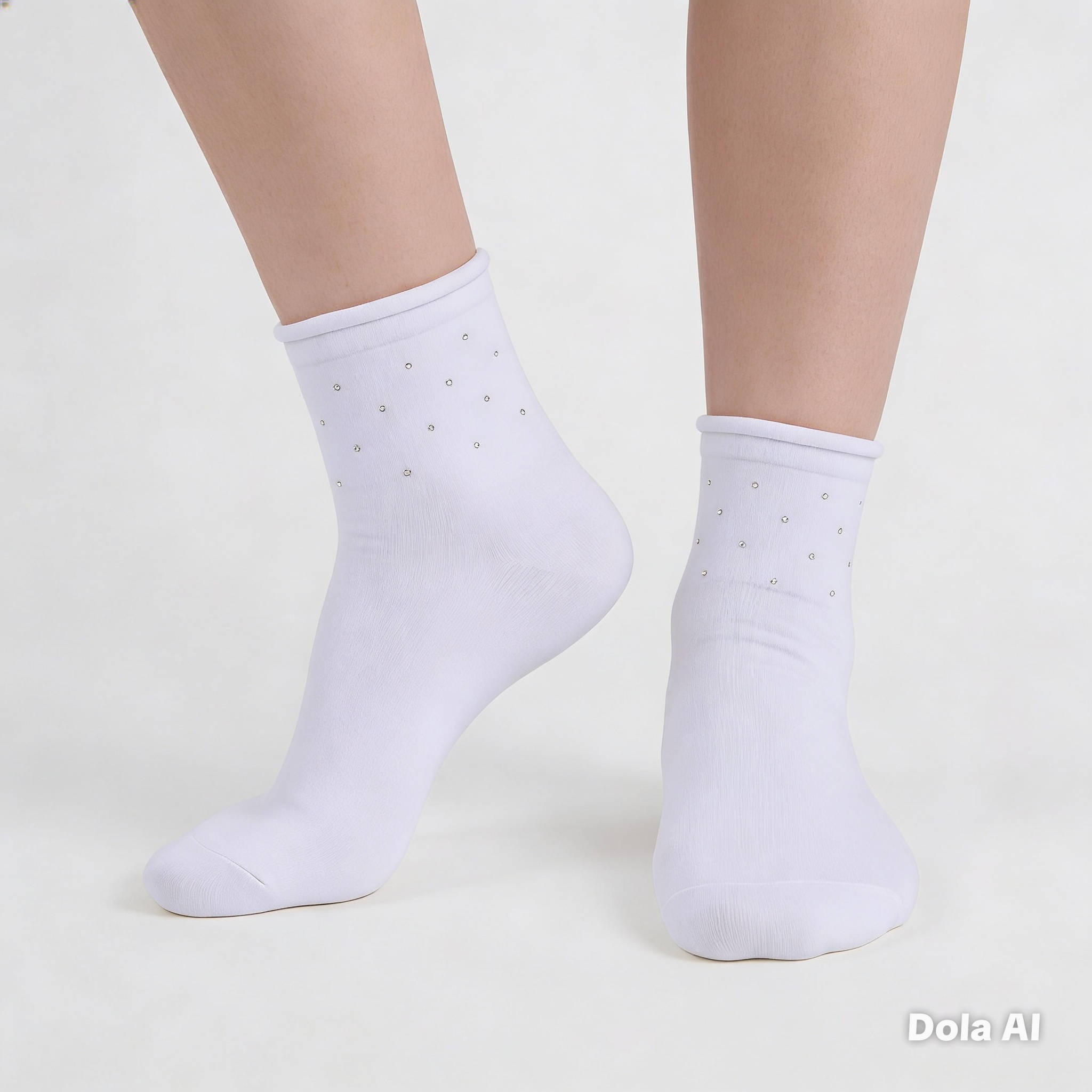 [10102] - 5 Pairs Women’s Cotton Blend Crew Socks – Breathable Stripes/Plain & Everyday Comfort _0