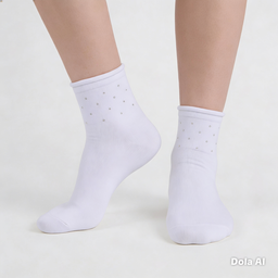 [10102] - 5 Pairs Women’s Cotton Blend Crew Socks – Breathable Stripes/Plain & Everyday Comfort 