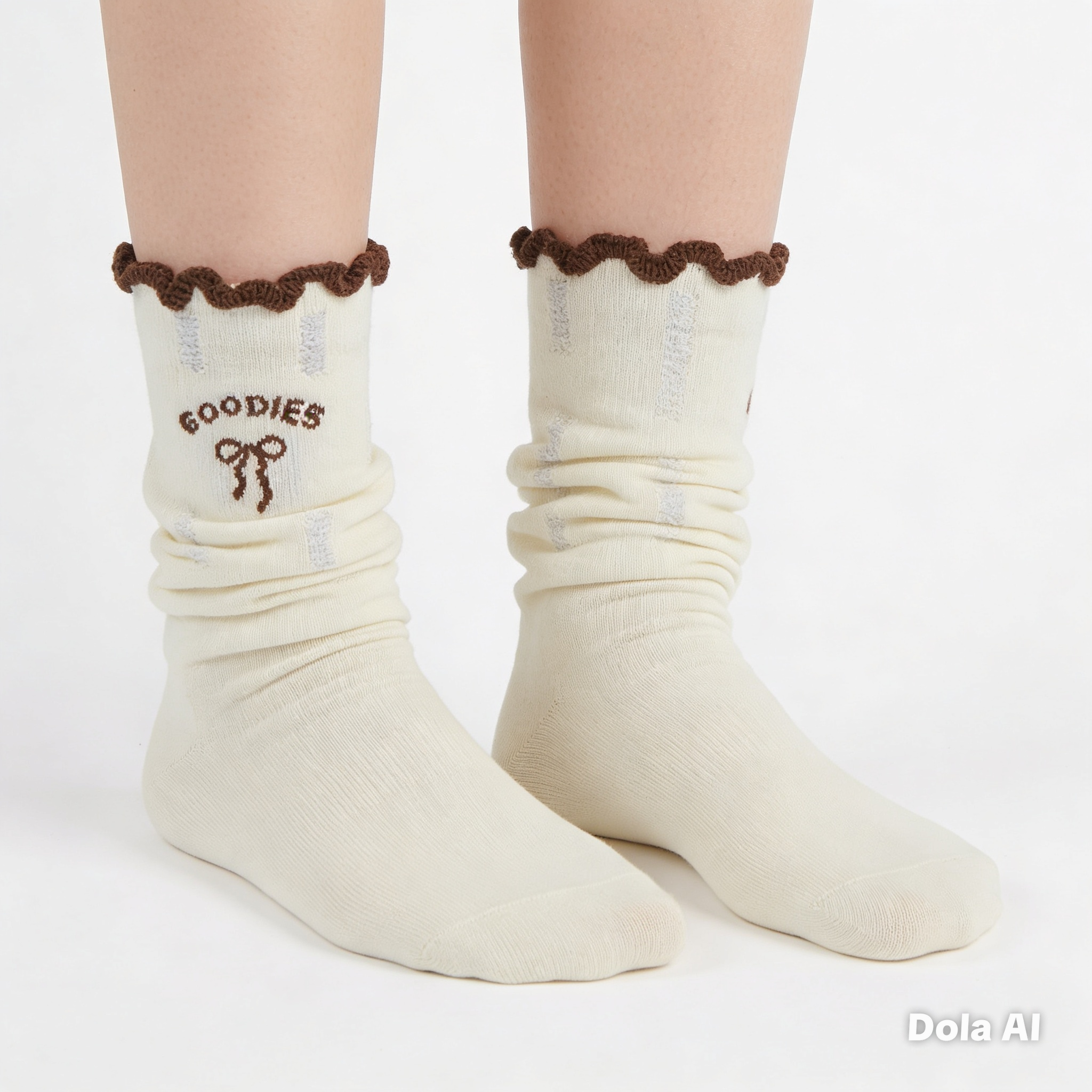 [10081B] - 5 Pairs Women’s High-Cotton High-Cut Crew Socks – Breathable Shapes/Stripes & Everyday Comfort_0