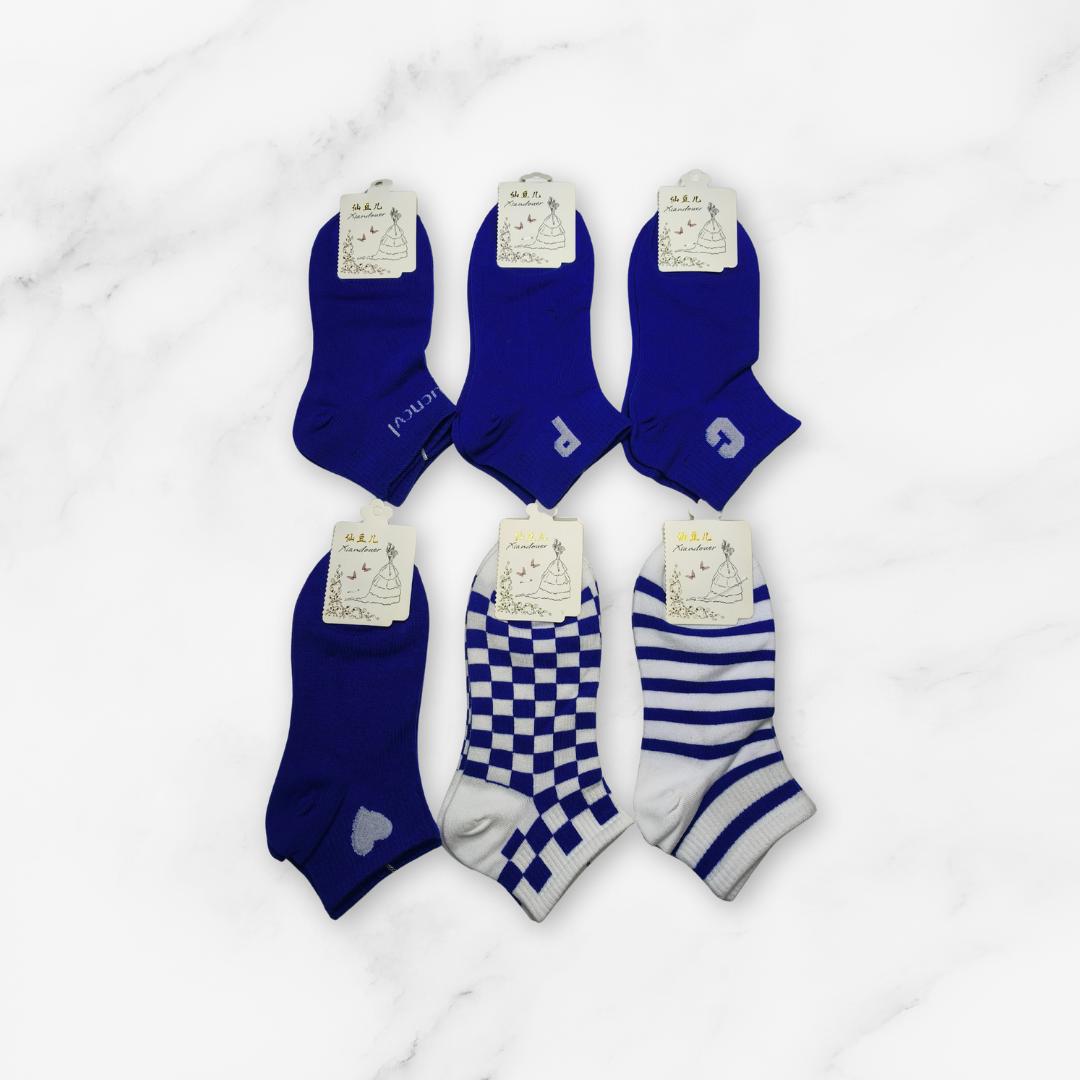 [10099] - 5 Pairs Women’s High-Cotton Low-Cut Ankle Socks – Breathable Stripes/Shapes & Comfort _7