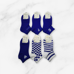 [10099] - 5 Pairs Women’s High-Cotton Low-Cut Ankle Socks – Breathable Stripes/Shapes & Comfort 