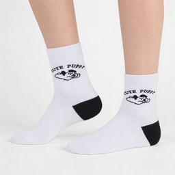 [10228] - 5 Pairs Women’s High-Cut Cotton Socks – Minimal, Breathable & Versatile 