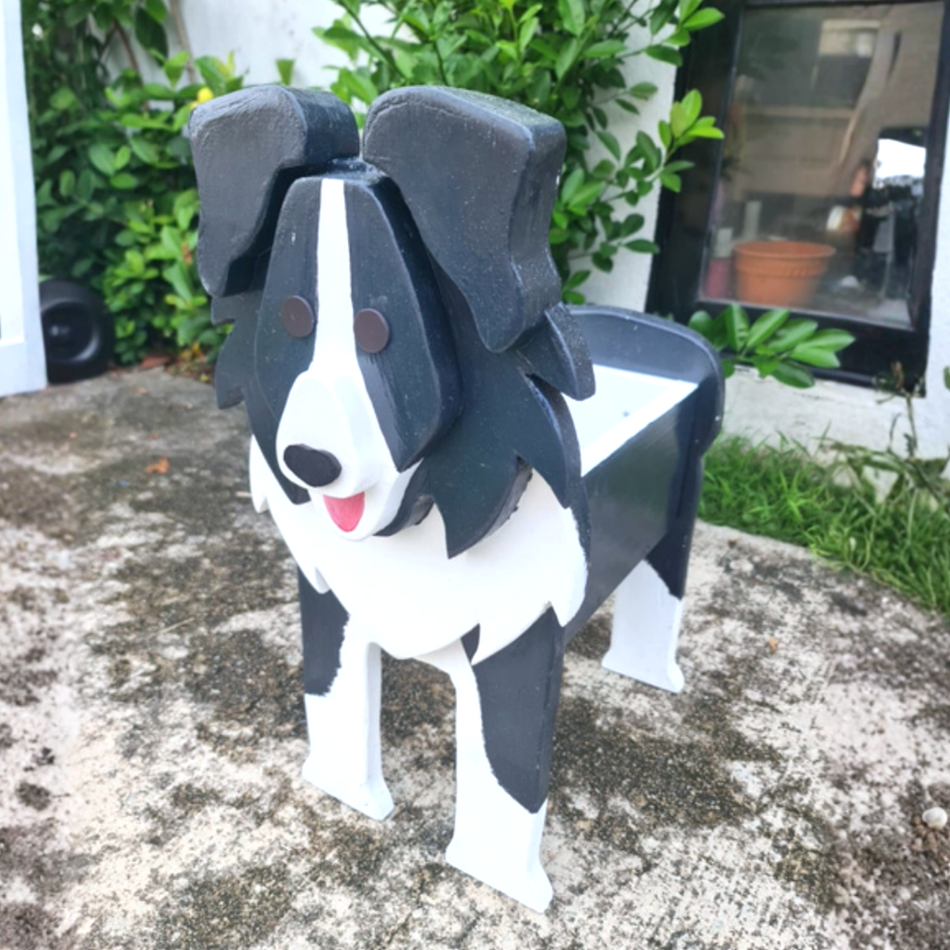 Border Colllie Dog Planter