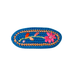 Crochet Embroidered Hair Clip (1pc) - Iris Blue