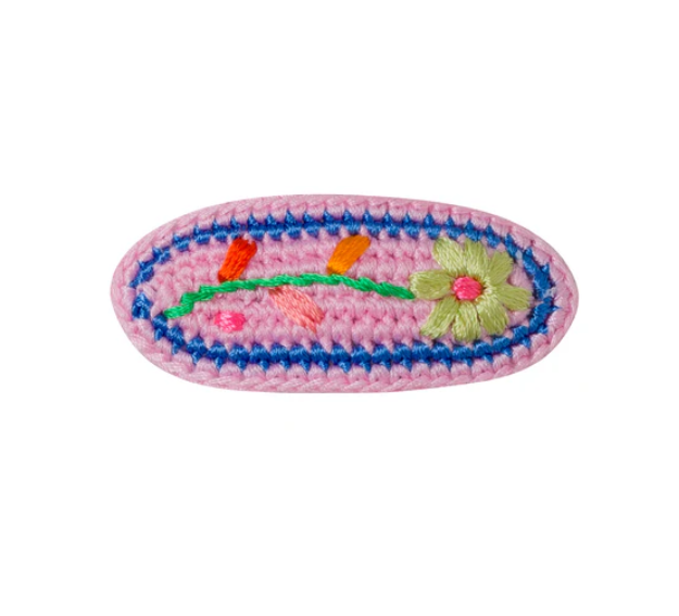 Crochet Embroidered Hair Clip (1pc) - Camelia Pink_0