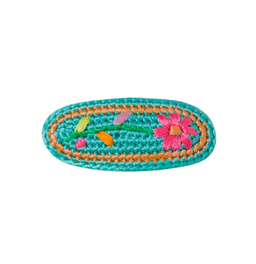 Crochet Embroidered Hair Clip (1pc) - Sea Mist