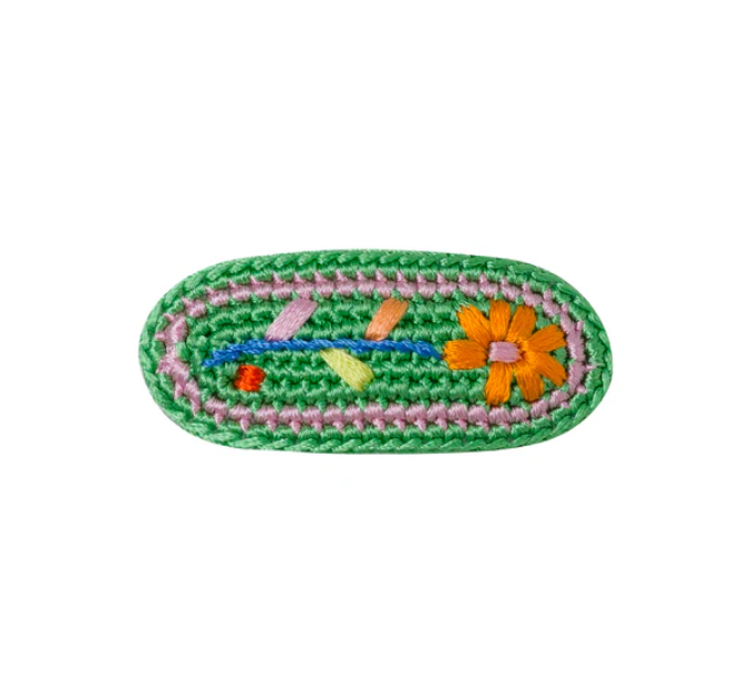 Crochet Embroidered Hair Clip (1pc) - Meadow Green