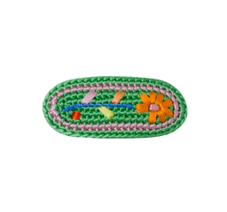 Crochet Embroidered Hair Clip (1pc) - Meadow Green