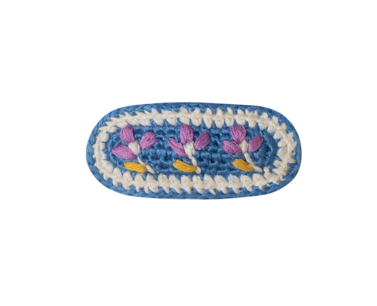 Crochet Embroidered Hair Clip (1pc) - Vintage Blue_0