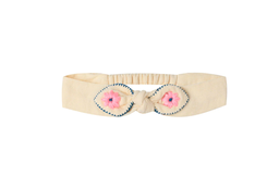 Embroidered Hair Band Bow - Cream