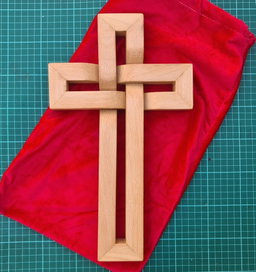 Beech Wood Woven Cross