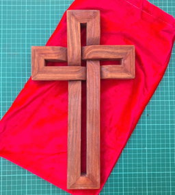 Red Rosewood Woven Cross