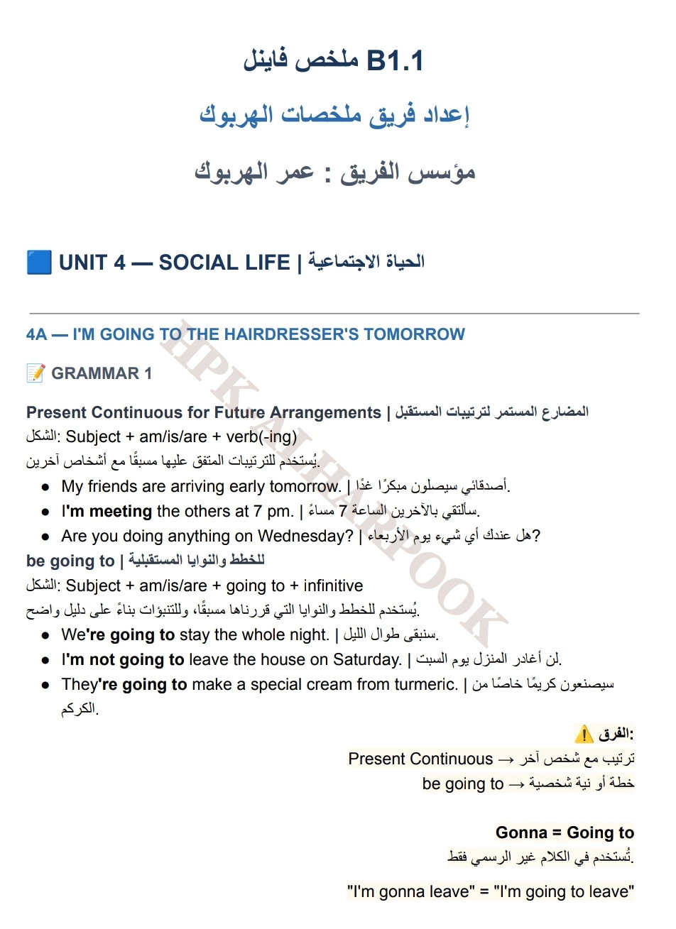 ملخص فاينل B1.1