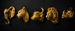BIG 5 miniature BUSTS as HOOKS