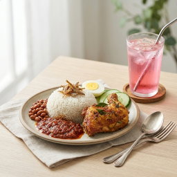 NASI LEMAK AYAM BEREMPAH -SAIZ KECIL- FREE SIRAP AIS