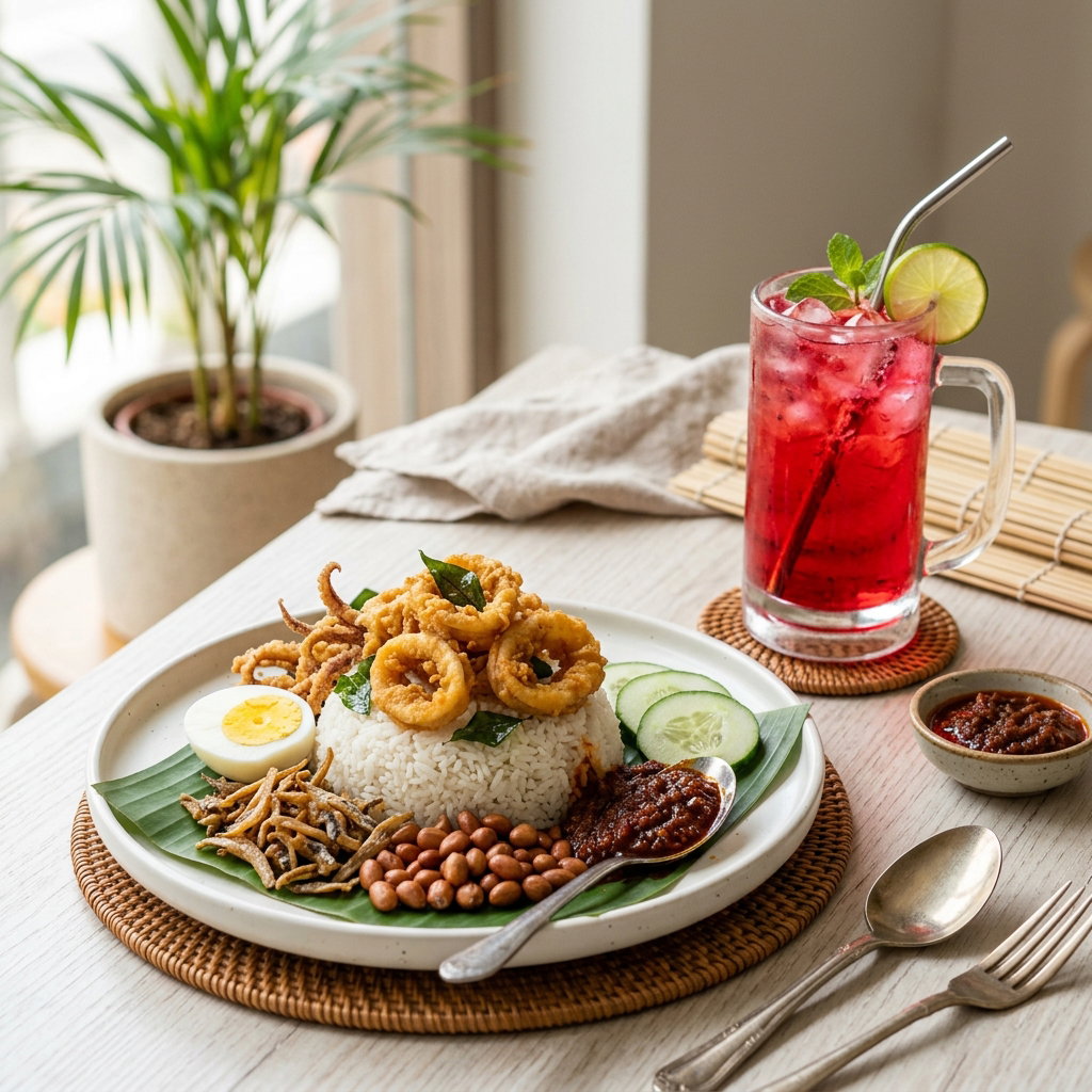 NASI LEMAK SOTONG GORENG TEPUNG FREE AIR SIRAP AIS
