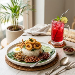 NASI LEMAK SOTONG GORENG TEPUNG FREE AIR SIRAP AIS