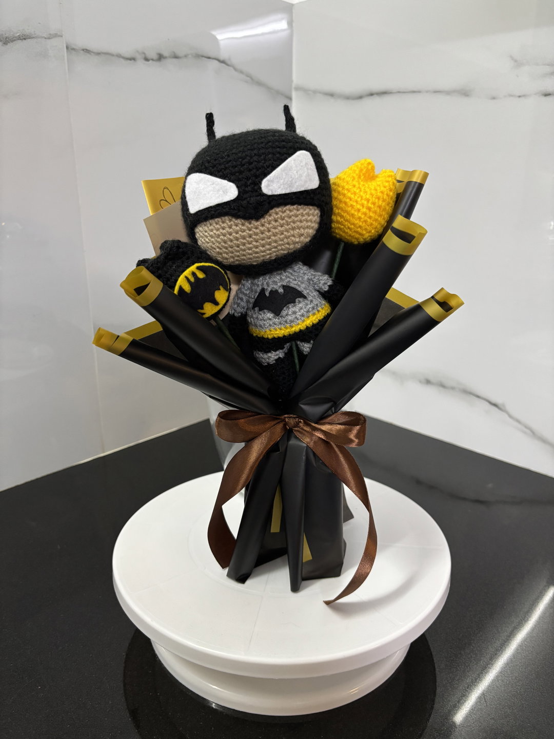 Batman crochet bouquet 