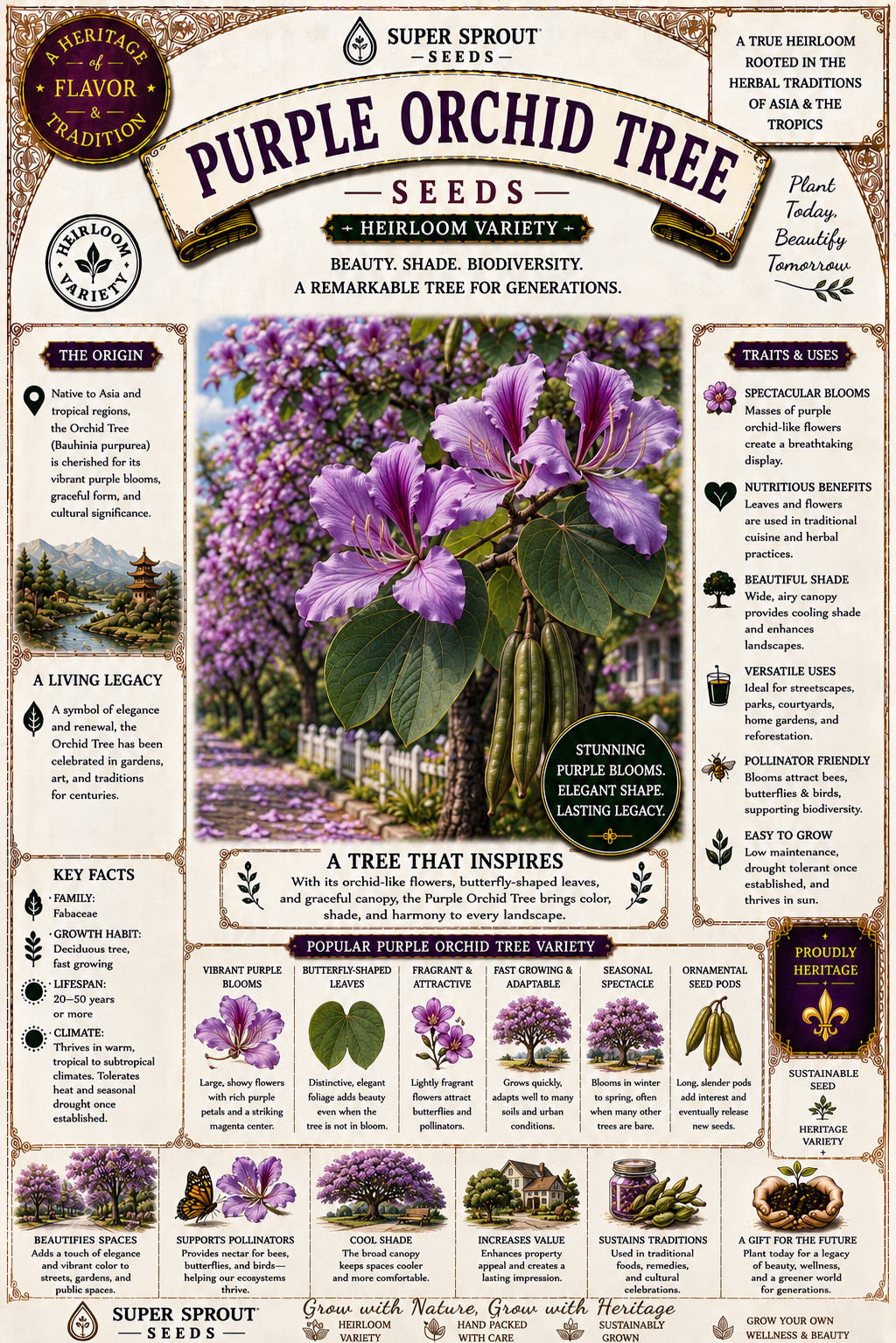 BAUHINIA PURPUREA (Purple Orchid Tree) x 10 seeds_1