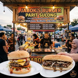 JABOK'S BURGER PARIT SULONG buka jam 3.00 petang hingga 2.00pagi