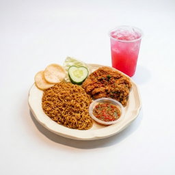 Mee Geprek Ayam Crispy & Cordial Drink