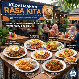 KEDAI MAKAN RASA KITA Bazar Mara sblh MRSM, Sri sulong Batu pahat, Johor. Waktu Niaga Pukul 5.00 ptg - 11.00 mlm… (setiap Hari isnin tutup)