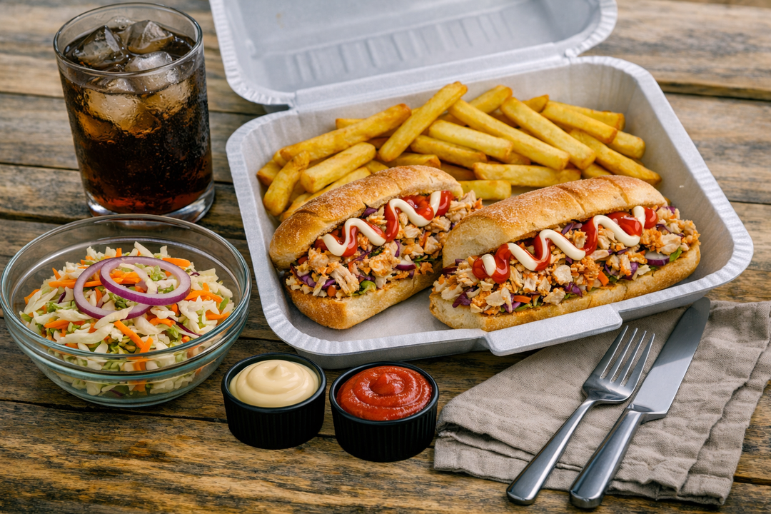 Pain Kebab Poulet + frites + salades + 1 can coca cola