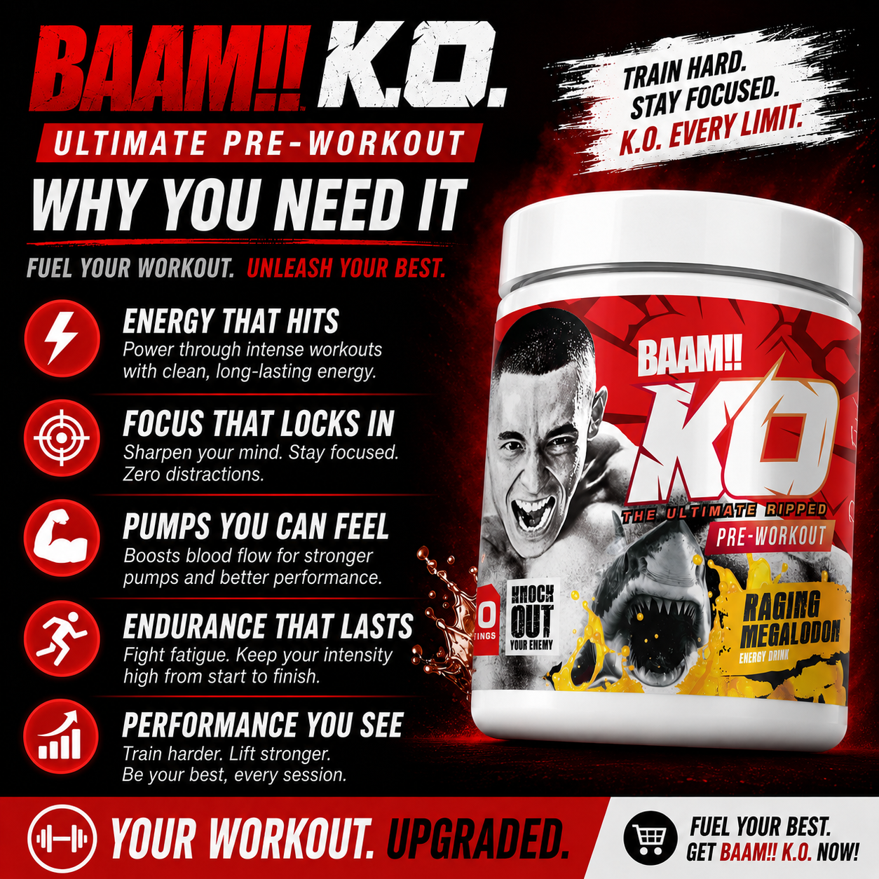 BAAM!! KO !! Ultimate Pre-Workout × DOPPO – 378 g (30 Servings) | Energy • Focus • Endurance_3