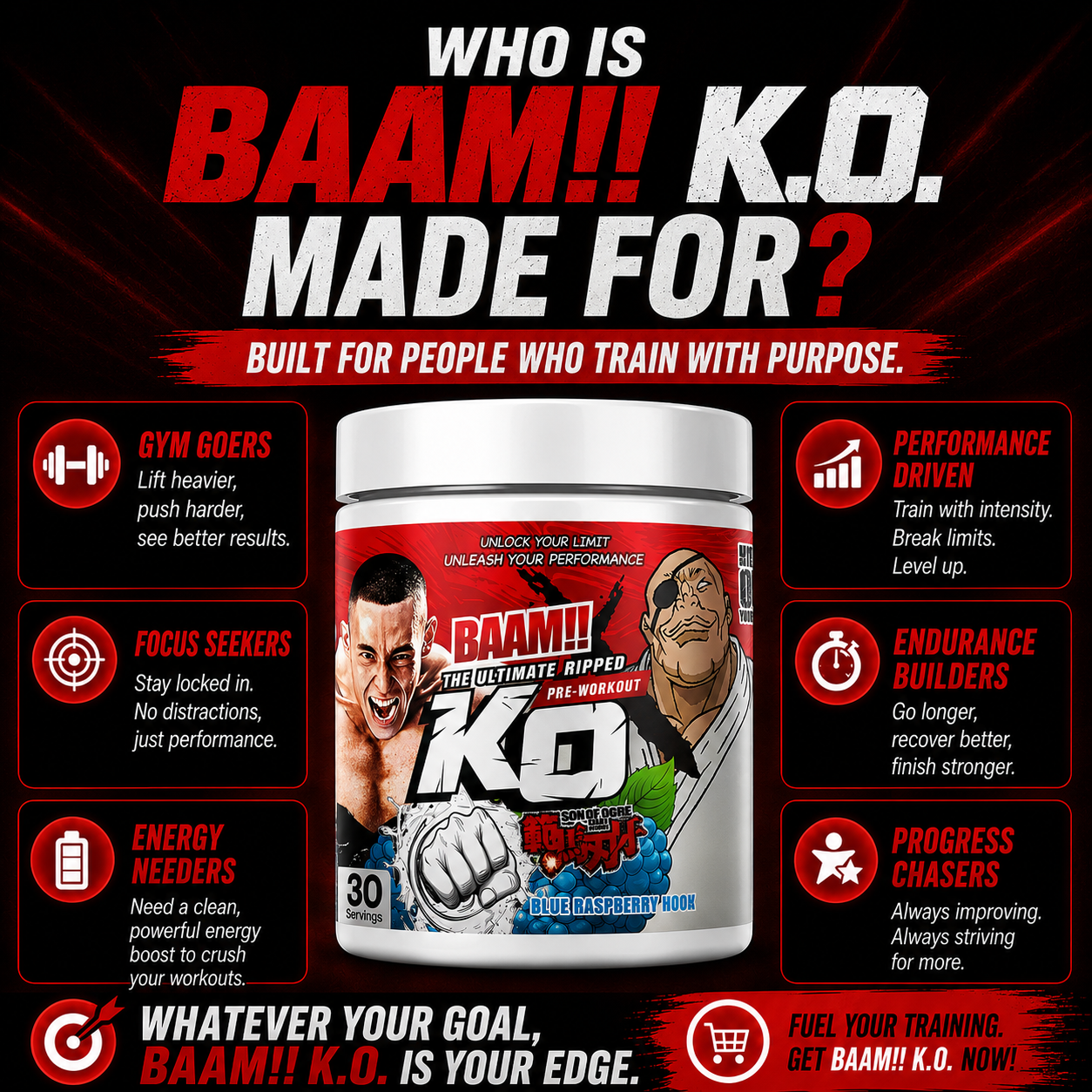 BAAM!! KO !! Ultimate Pre-Workout × DOPPO – 378 g (30 Servings) | Energy • Focus • Endurance_5
