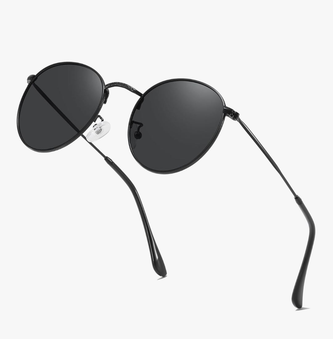 Unisex Polarised Round Sunglasses (Black)_0